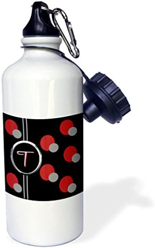 3dRose Moderne Geometrijske Crnog je Crveni Grey Krug Obrazac Monogram Pismo T-Sportski Bocu Vode, 21oz